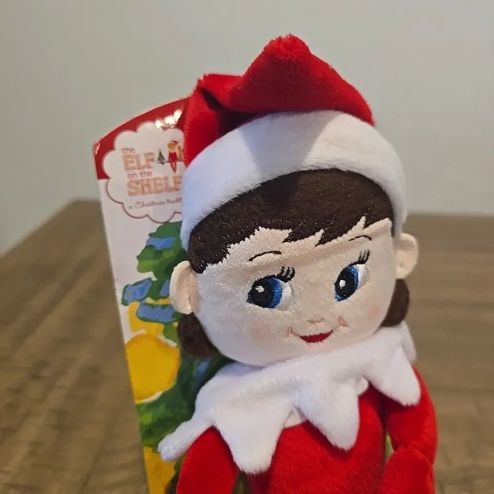 Girl Elf on the Shelf Plushee Pals PLUSH Christmas Doll Blue Eyes Brown Hair